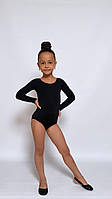 Трико купальник для танців, гімнастики, хереографії чорне, Біфлекс, Довгий, Трико