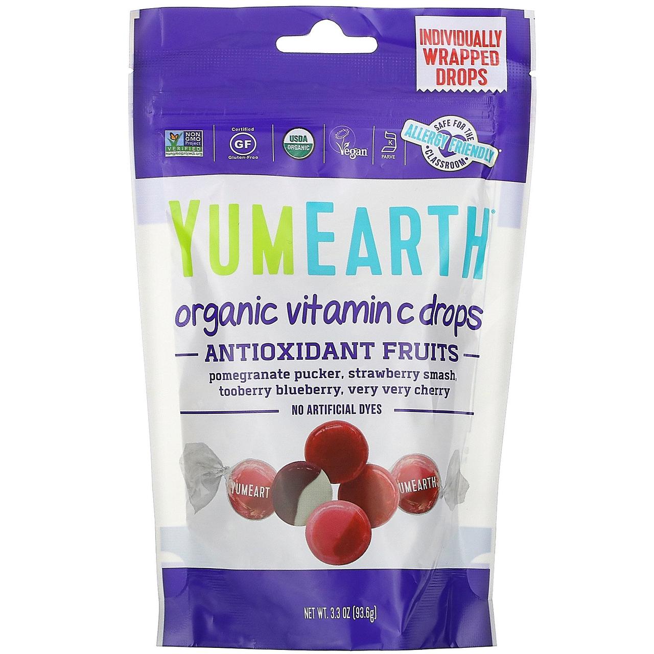 YumEarth, Органічні льодяники з вітаміном С, Anti-Oxifruits, 93,6 г — 25 шт.