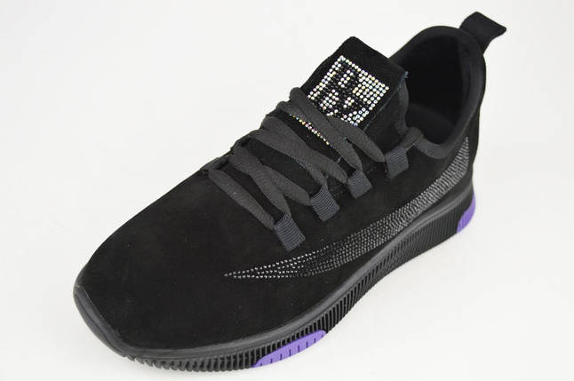 Кросівки замшеві Lonza 369111 39 Чорний з фіолетовим 36, фото 1