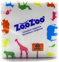 Салфетки столовые ZooZoo белые однослойные 24 * 23 60 шт