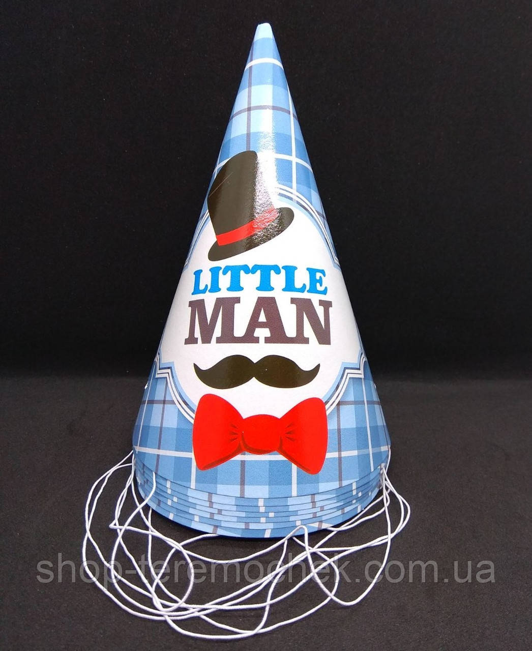 Ковпачки дитячі святкові Little men, паперові ковпаки на голову набір 10 шт, фото 1