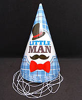 Ковпачки дитячі святкові Little men, паперові ковпаки на голову набір 10 шт