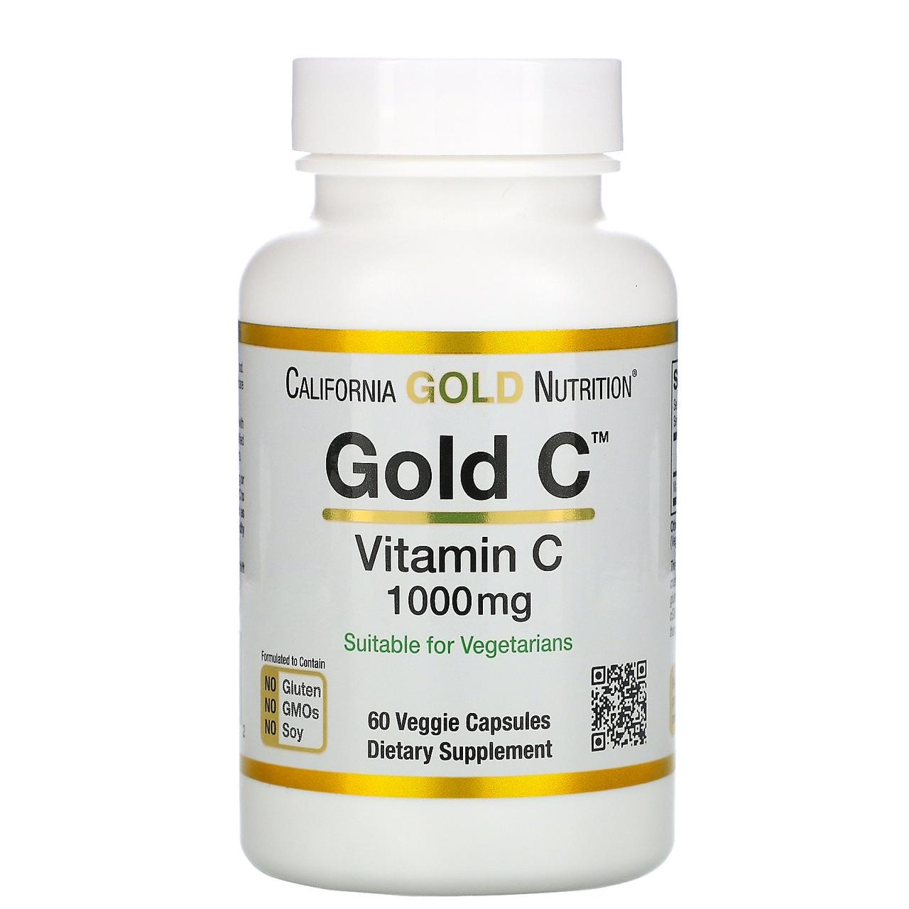 California Gold Nutrition, Gold C, вітамін C, 1000 мг, 60 вегетаріанських капсул