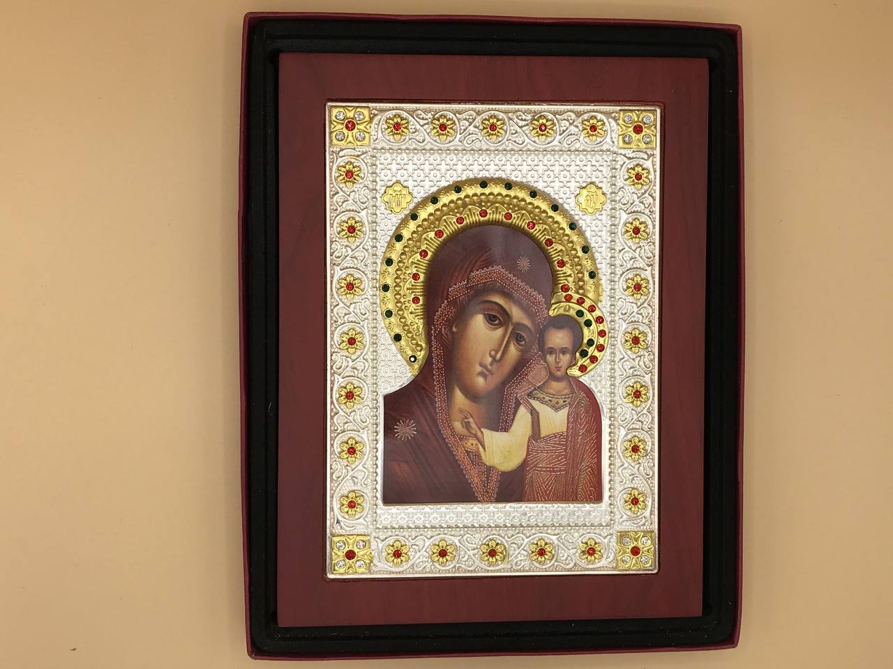 Ікона велика в дерев'яній рамці Богородиця з Ісусом, фото 1
