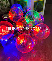 Гірлянда лампочки РОСА 20 LED, 7 метрів, Мультик-колір, 40 мм лампочка