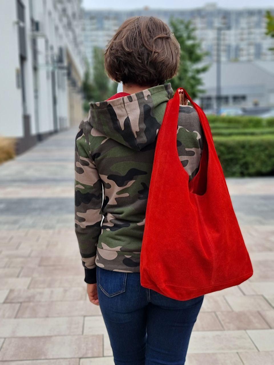 Замшева червона сумка-шопер Monica, Італія, кольори в асортименті