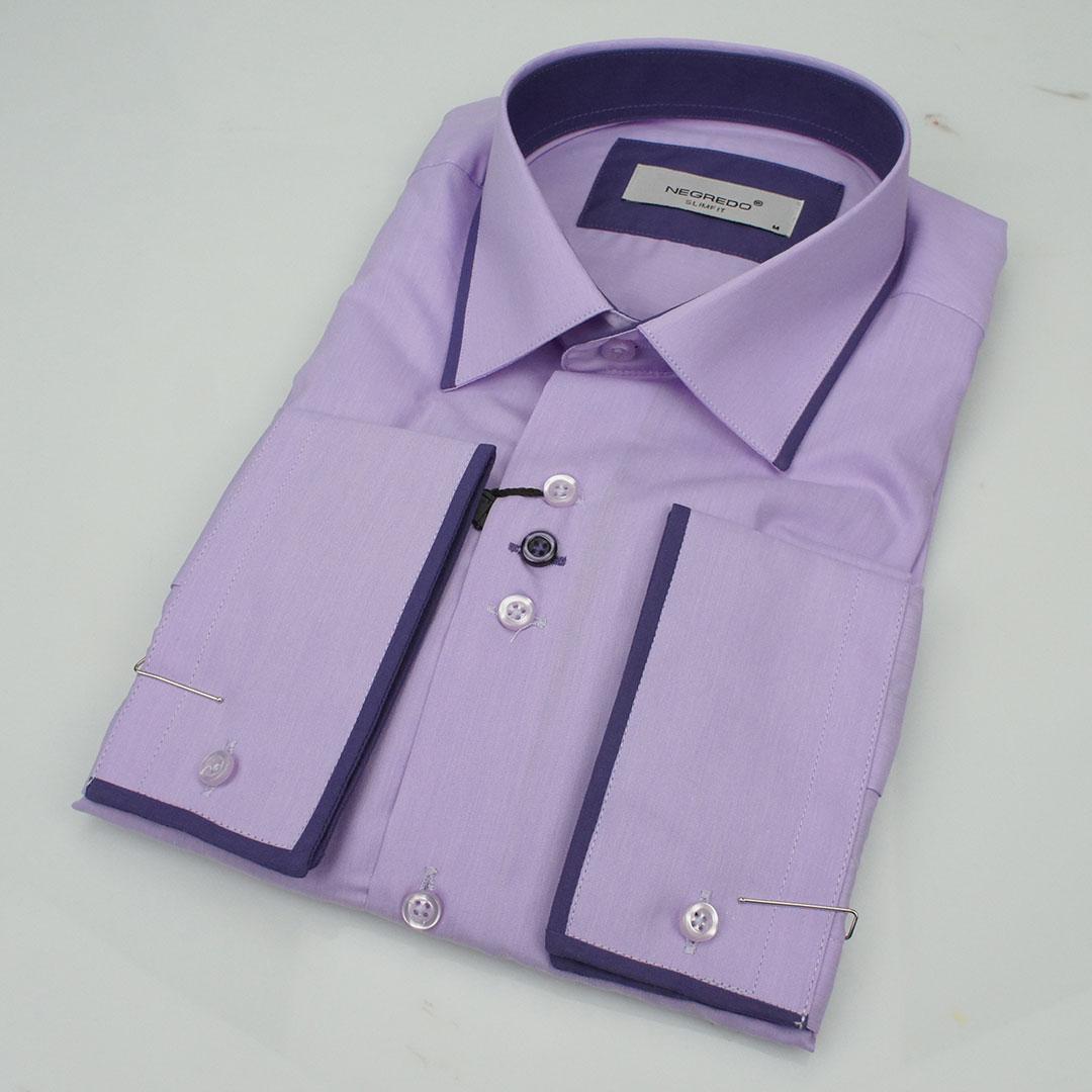 Класична чоловіча сорочка бузкового кольору з оздобленням Negredo lilac-lilac01