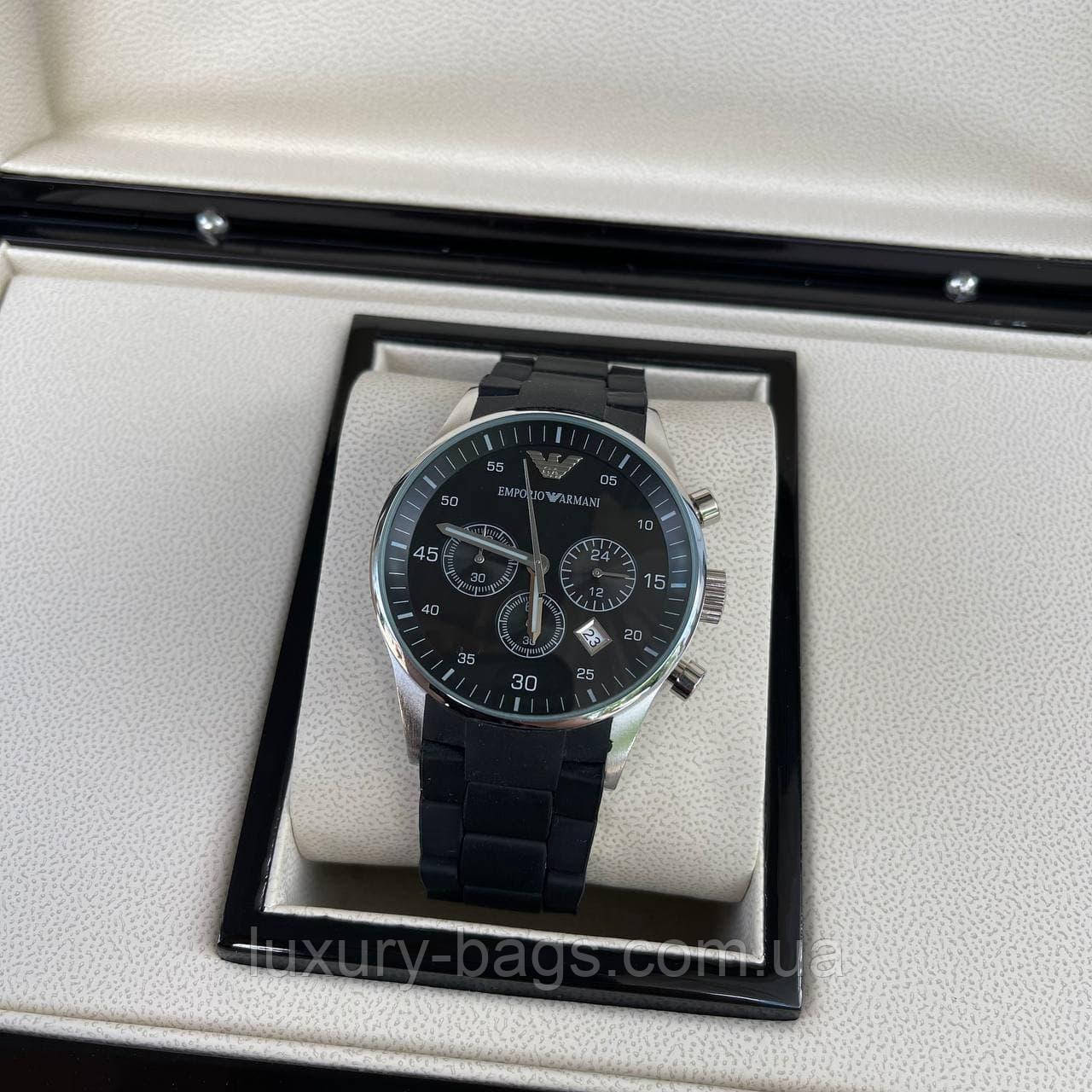 Годинник наручний Emporio Armani AR-5905 Silver-Black Silicone