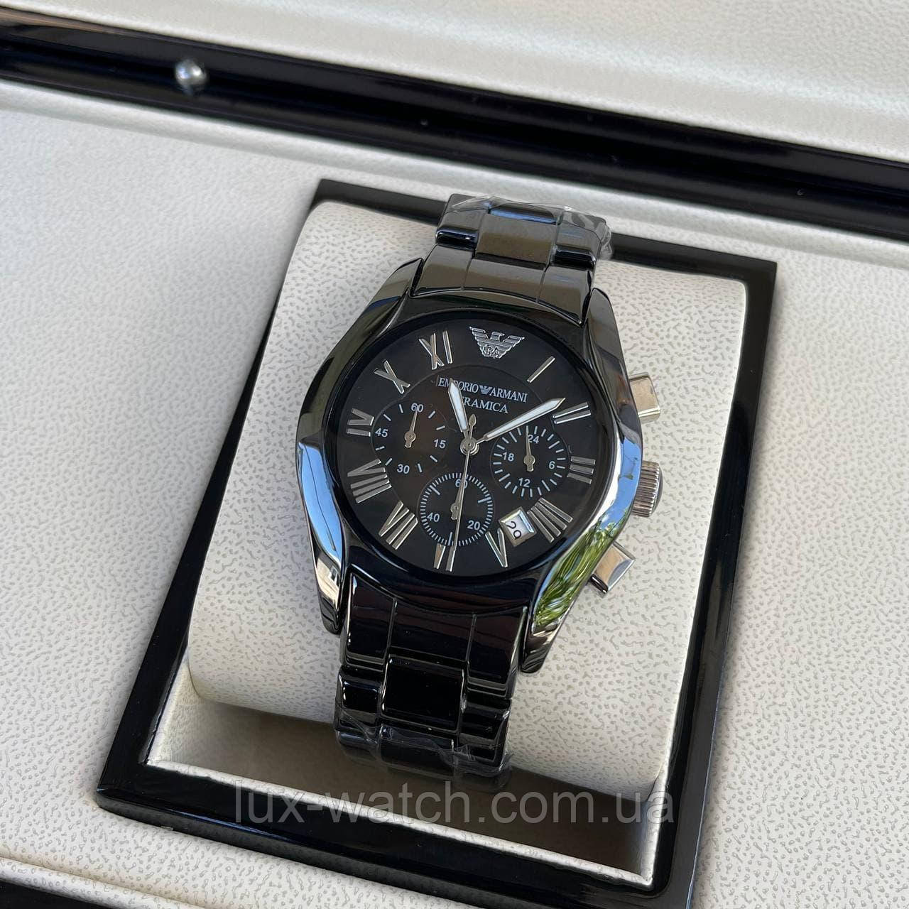 Годинник наручний Emporio Armani AR-1400 Black-Silver преміального ААА класу