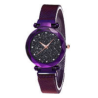 Женские часы звездного неба c магнитным ремешком Starry Sky Watch с камнями сваровски фиолетовый