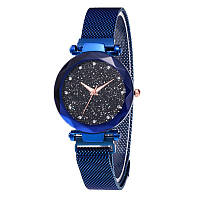 Женские часы звездного неба c магнитным ремешком Starry Sky Watch с камнями сваровски синий