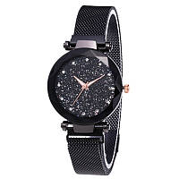 Женские часы звездного неба c магнитным ремешком Starry Sky Watch с камнями сваровски черный