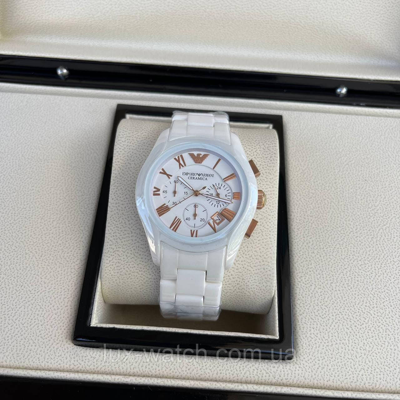 Годинник наручний Emporio Armani AR-1400 White-Gold преміального ААА класу