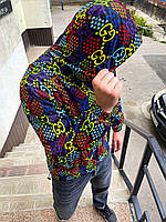 Разноцветная мужская демисезонная ветровка с дизайнерским принтом на подкладке XL