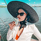 Жіноча чорна капелюх солом'яний з прямими широкими полями 8307375, фото 2
