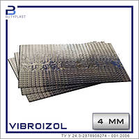 Віброізоляція Виброизол 4 мм, 330х500 мм, фольга 100 мкм | Vibroizol
