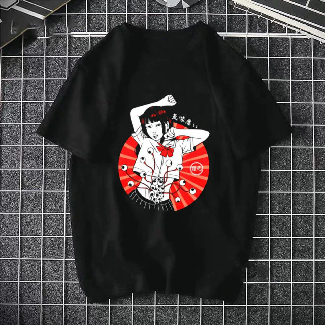 Футболка чорна LOYS Аніме red print Харадзюку XS