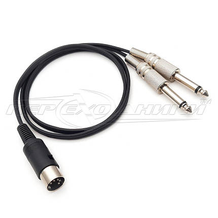 Кабель 5 pin DIN to jack 2*6.3 mm моно метал, у екрані, фото 3