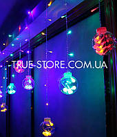 Гірлянда штора кульки-ДЕКО, 12штук, 3 м х 1 м Мультик колір