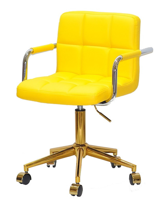Стілець Arno Arm GD-Modern Office жовтий 1006 шкірозамінник на золоті хрестовини з колесами