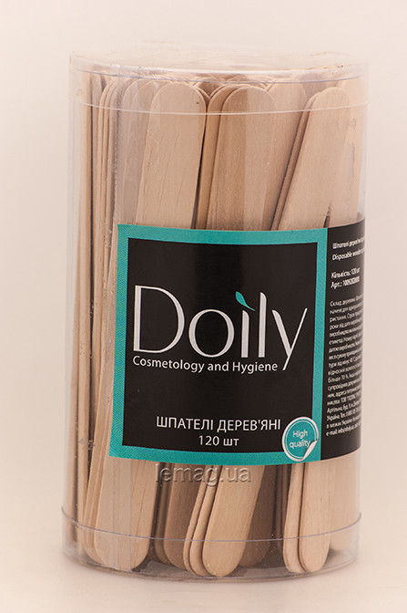 Doily Шпателі одноразові дерев'яні, в тубусі 120 шт, фото 1