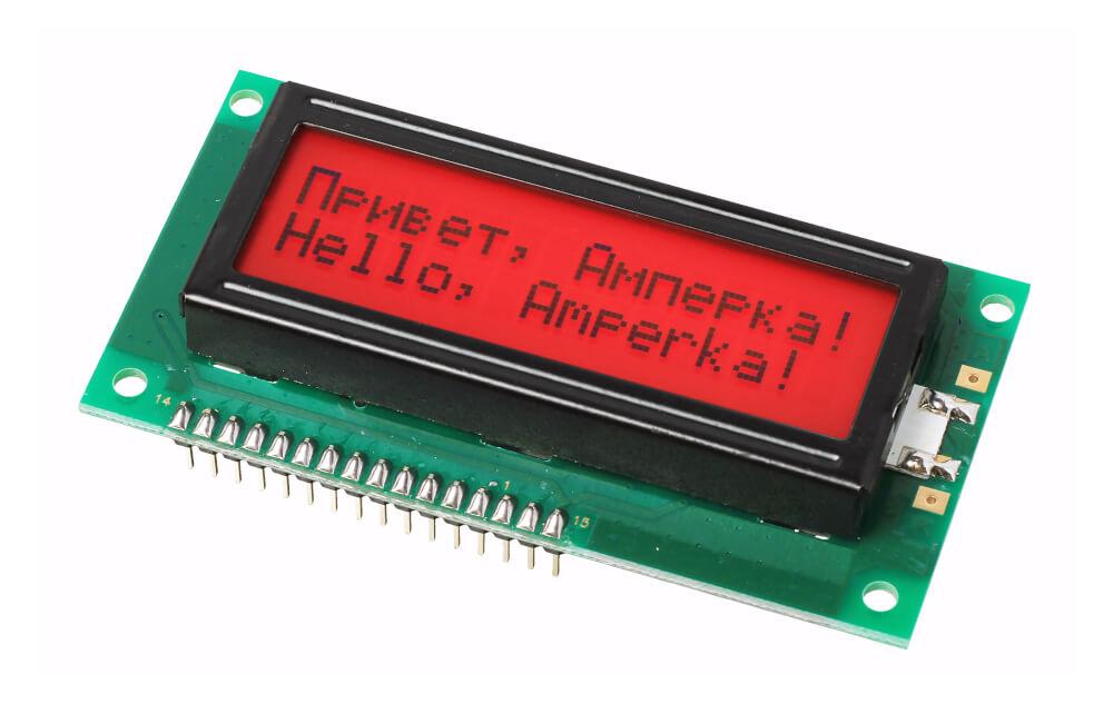 Дисплей символьний МЕЛТ LCD 16×2 (Чорним по червоному)