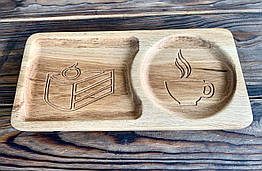 Дерев'яний піднос Сніданок з натурального дуба 30 см