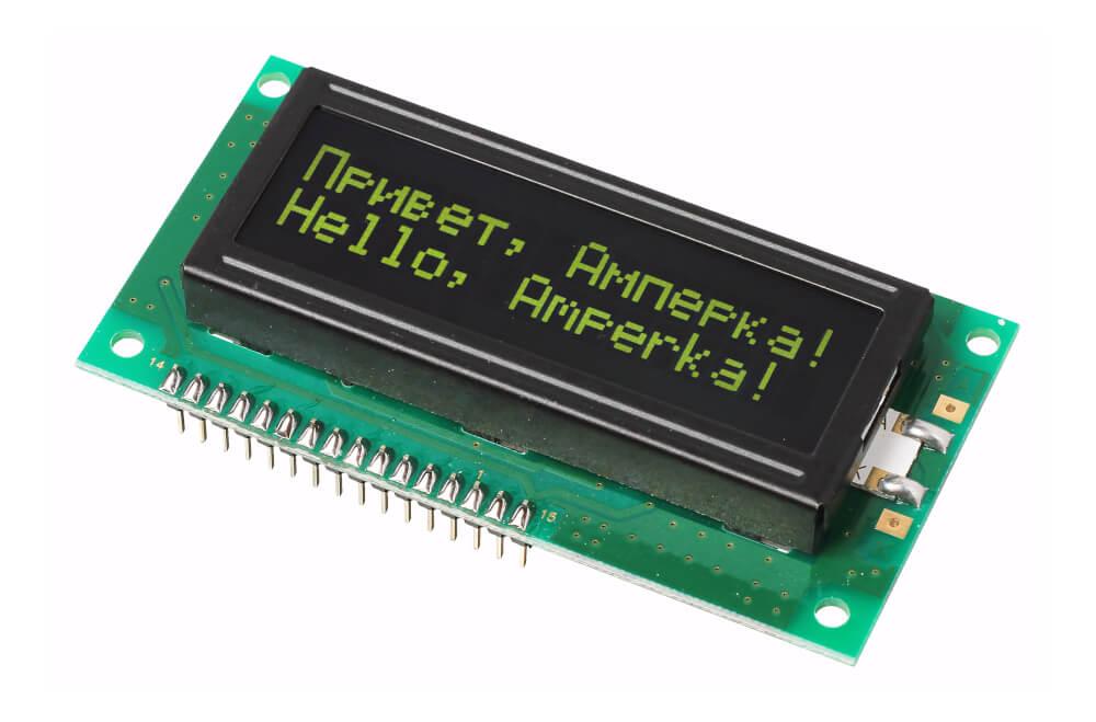 Дисплей символьний МЕЛТ LCD 16×2 (Зеленим по чорному)