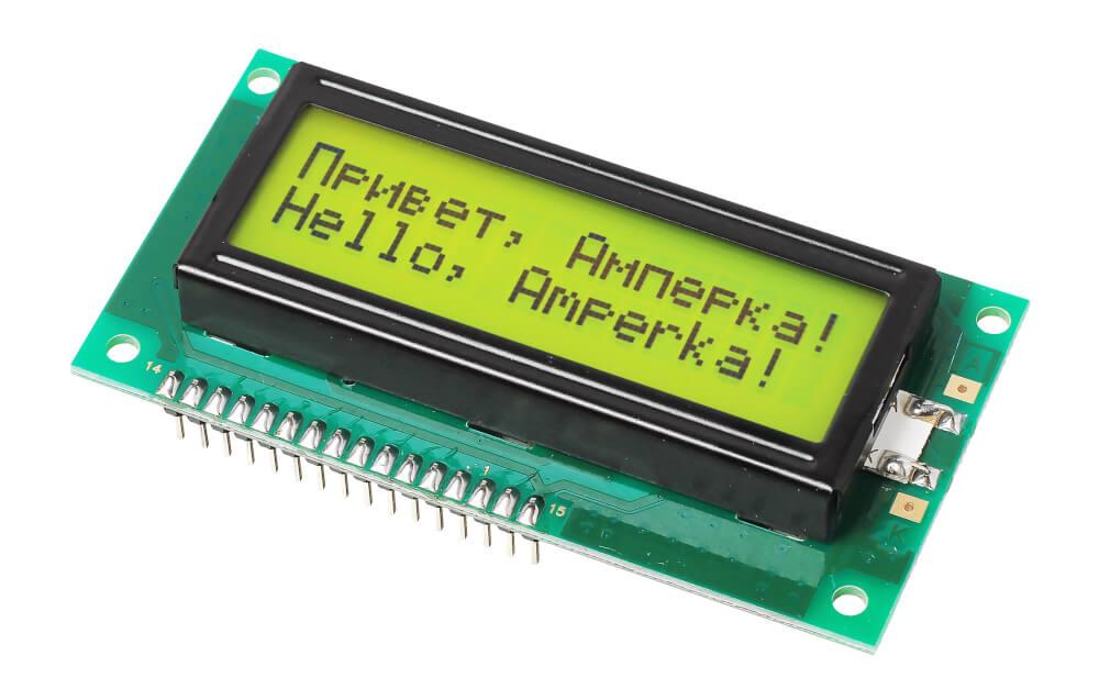 Дисплей символьний МЕЛТ LCD 16x2 (Чорним по зеленому)