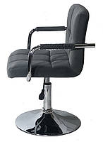 Крісло Arno Arm сірий велюр В-1004 CH Base на хромованій базі з підлокітниками, регулювання висоти сидіння, фото 2