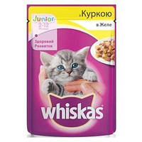 Влажный корм для котят Whiskas с курицей в желе 100г.