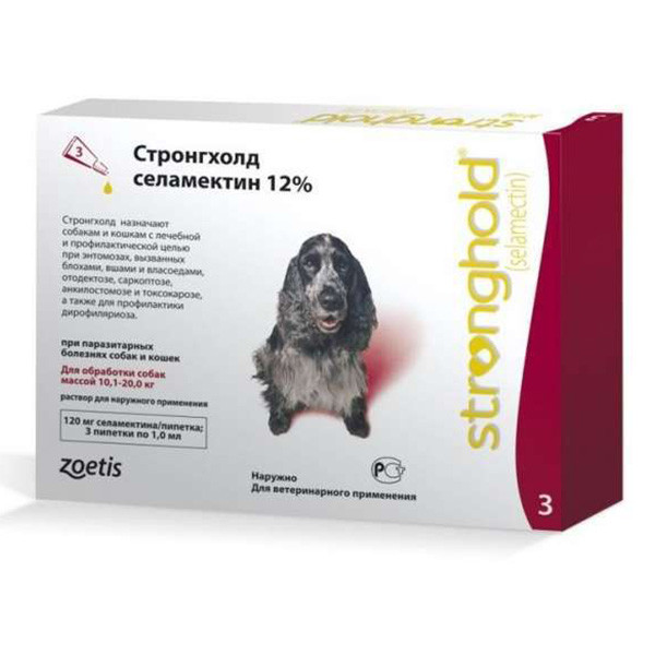 Краплі Стронгхолд 10-20 кг від бліх і кліщів для Собак — No3