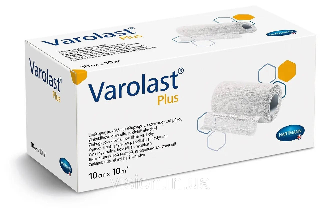 Бинт з цинковою масою, повздовжньо еластичний Varolast Plus / Вароласт Плюс 10см х 10м 1шт, фото 1