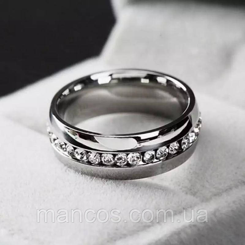 Кільце сріблястого кольору з імітацією діаманту 18 розмір
