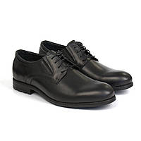 Дербі шкіряні туфлі чорні з гумками на повну стопу взуття великих розмірів Rosso Avangard Derby RezBlack BS