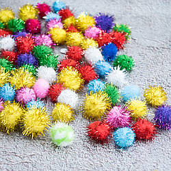 Помпони з люрексом для декору/колір мікс/ діаметр 2,5 см/замовлення від 1 шт.