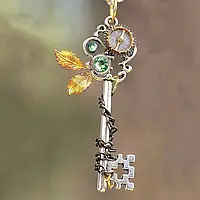 Креативное модное разноцветное ожерелье с подвеской в виде красивого механического древнего ключа