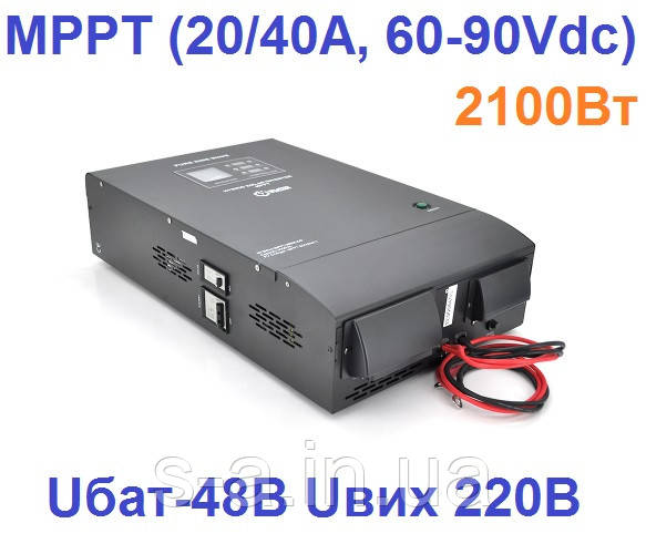 Гібридний сонячний інвертор Europower RTSWm-MPPT-3000LCD, 2100 W, 48 V, струм заряду 20/40 A, MPPT (20/40A,60-90V)