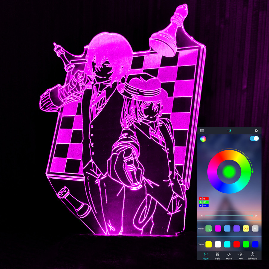 Акриловий світильник-нічник керування з телефона Великий з Бродячих Псів 2 tty-n000960