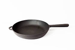 Сковорода чавунна з рифленим дном і литою металевою ручкою, d=240мм, h=40мм