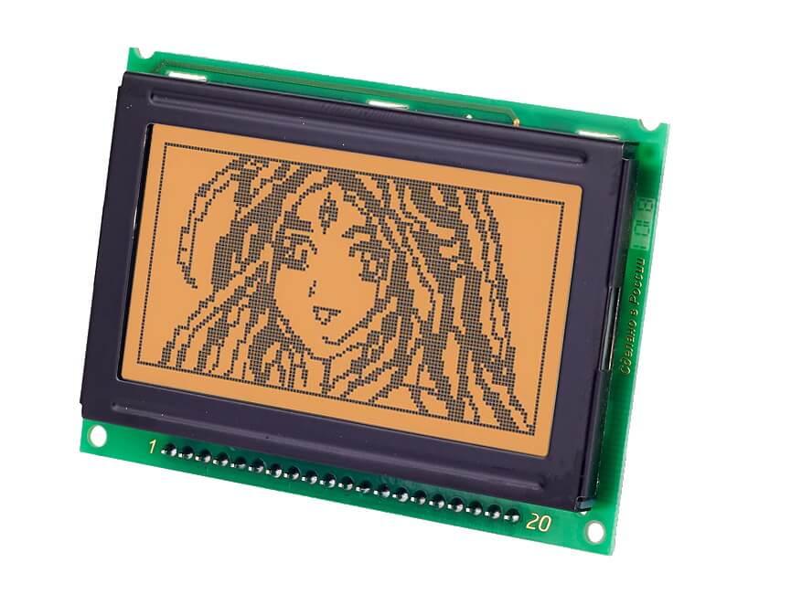 Дисплей графічний МЕЛТ LCD 128×64 (Чорним по бурштиновому)