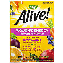 Повноцінний мультивітамінний енергетичний комплекс для жінок, 50 таблеток nature's Way, Alive!