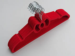 Плічка флоковані (оксамитові, велюрові) червоного кольору, довжина 39,5 см, в упаковці 10 штук, фото 3