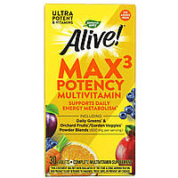 Мультивитамины повышенной эффективности, без добавления железа, 30 таблеток Nature's Way, Alive! Max3 Potency
