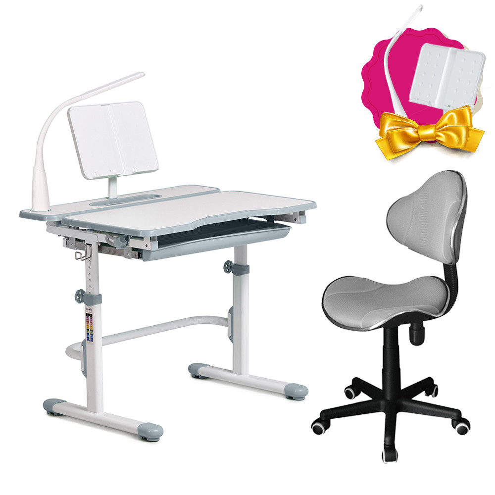 Комплект зростаюча парта Cubby Fressia Grey + комп'ютерне крісло FunDesk LST3 Grey