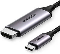 Кабель USB C - HDMI 1.5м 4K 60Гц UGREEN USB Type C Thunderbolt 3 Адаптер HDMI с оплеткой совместимый с MacBook