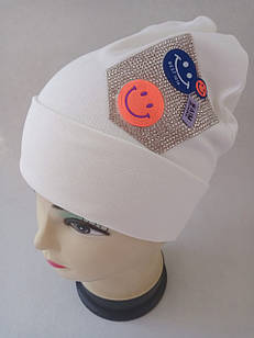 Шапка подвійний трикотаж із закотом для дівчинки підлітка ОГ 54-56 см | Шапка для дівчинки | Шапка демісезонна