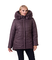 Жіноча зимова подовжена курточка пуховик Довга зимова куртка з натуральним хутром. Зимові курточки Р-48-62