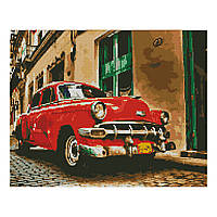 Алмазная мозаика Strateg «Красный ретро-автомобиль», 40х50 см