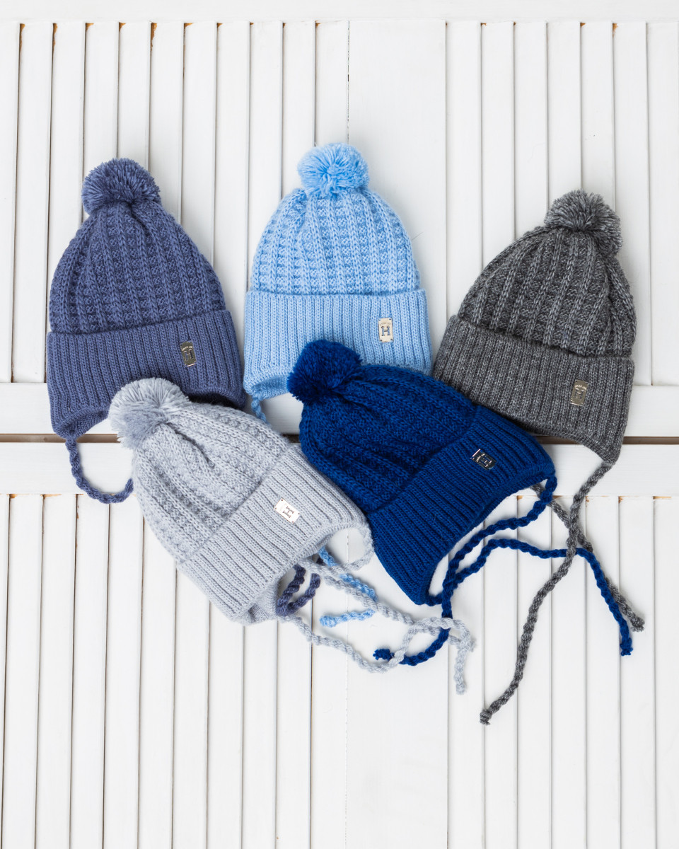 Зимова вязана шапка з помпоном для хлопчика оптом - Артикул 2716, фото 1